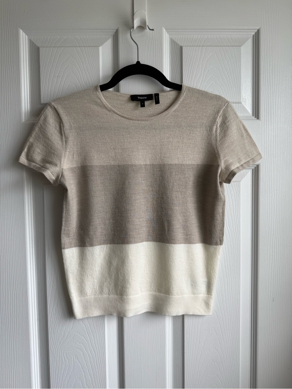 Theory 100% Merino Wool Colorblock Regal Knit Tee - Size S